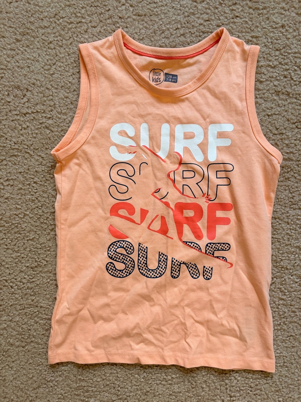 Peach 'Surf' Graphic Tank Top for Kids
